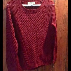 Pink Rose Burgundy Open Knit Sweater